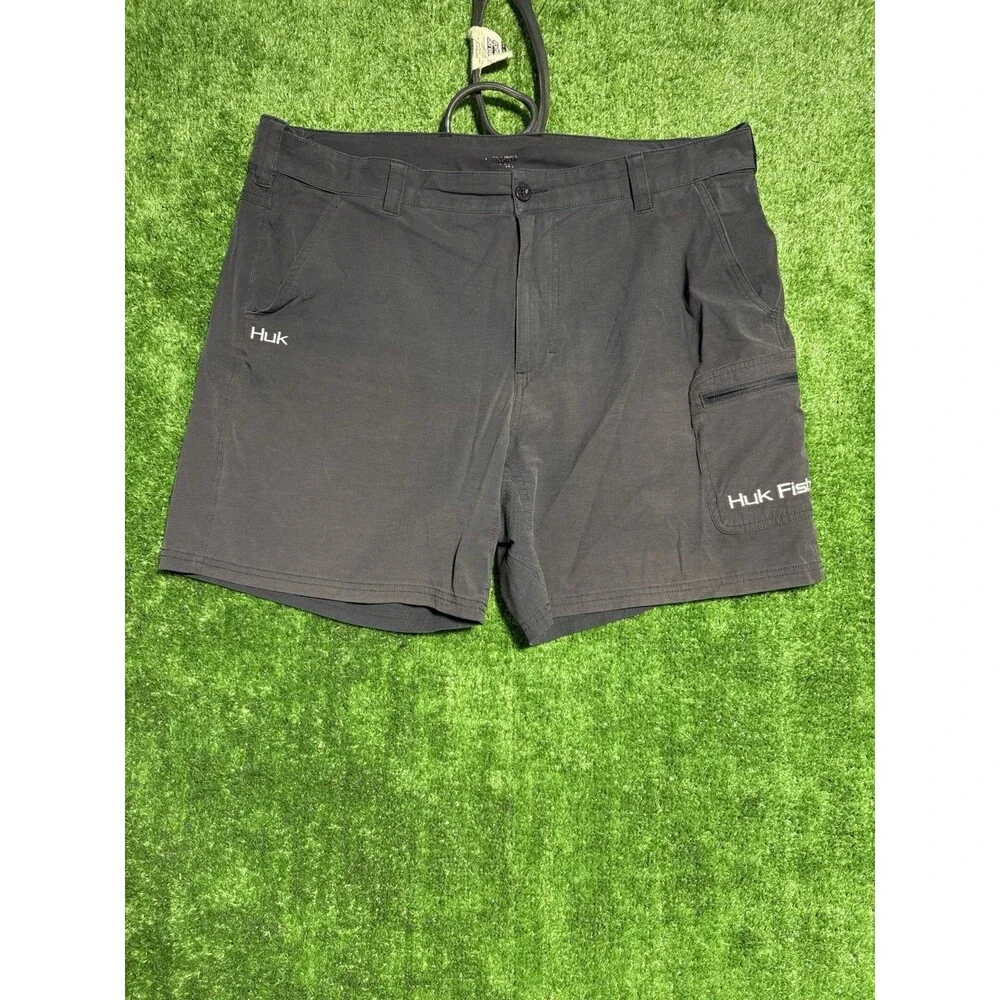 Huk Mens Next Level Fishing Shorts Performance Zip Pockets Size 2XL Black